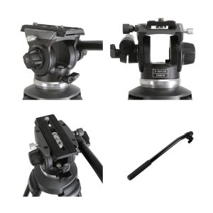 Kit treppiede video e testa fluida E-image EK610 per telecamere e fotocamere