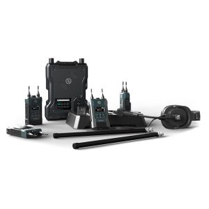 Sistema intercom wireless full duplex Hollyland Solidcom M1 con stazione base e 4 trasmettitori con cuffie